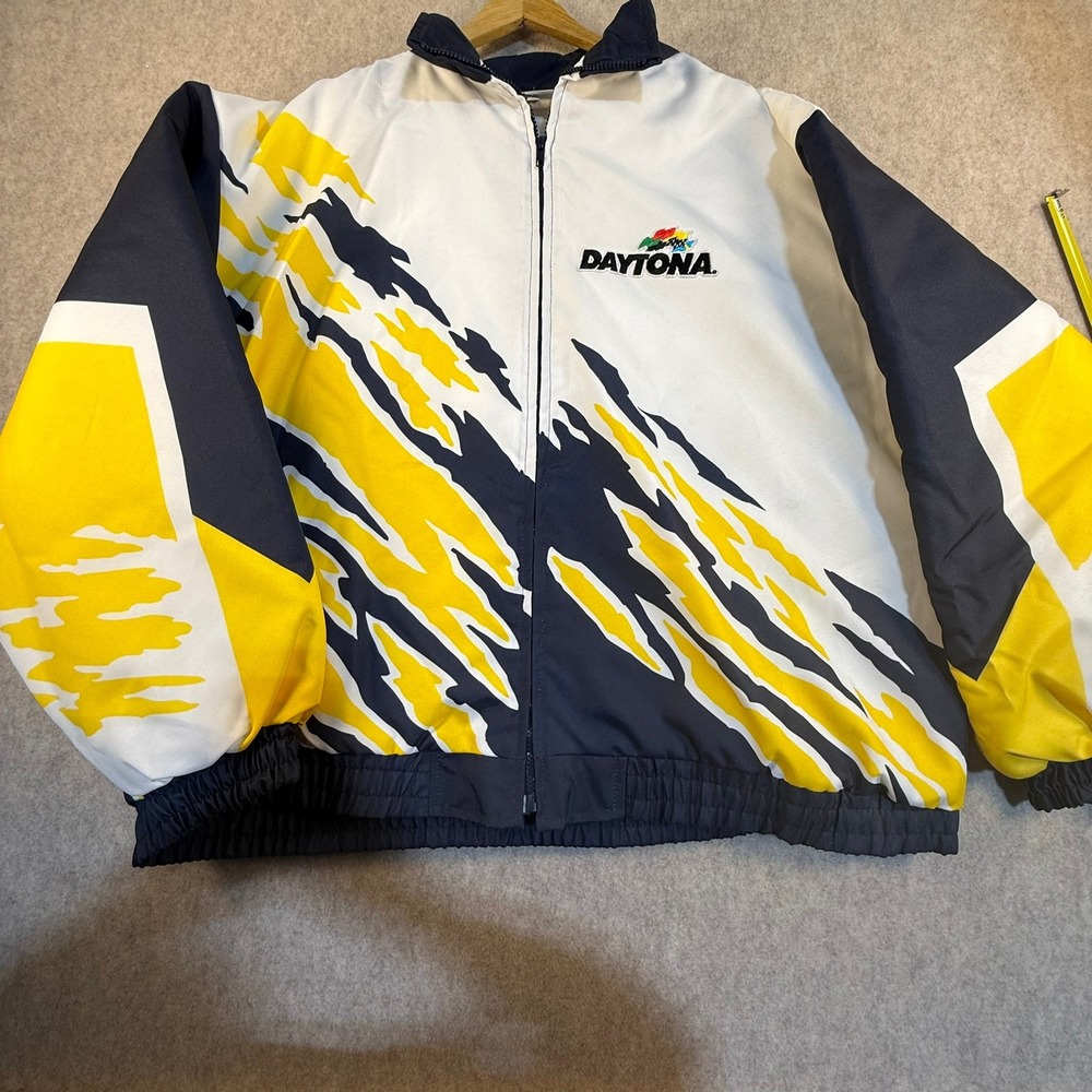 Vintage Hartwell Sports Daytona Racing Jacket Navy Yellow White Mens XX-Large